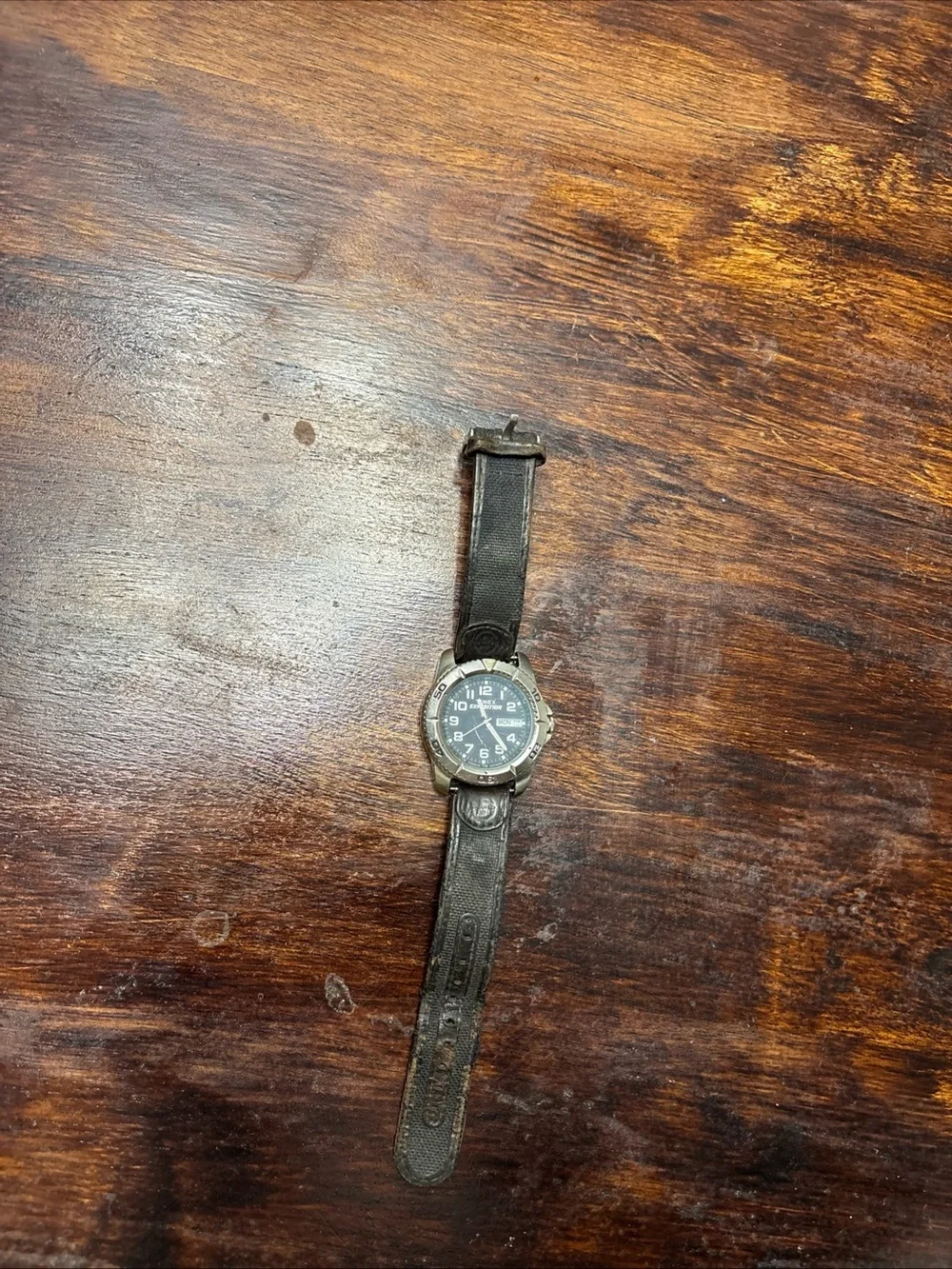 Timed Expedition Men's Black Leather Strap Field Watch Needs Battery